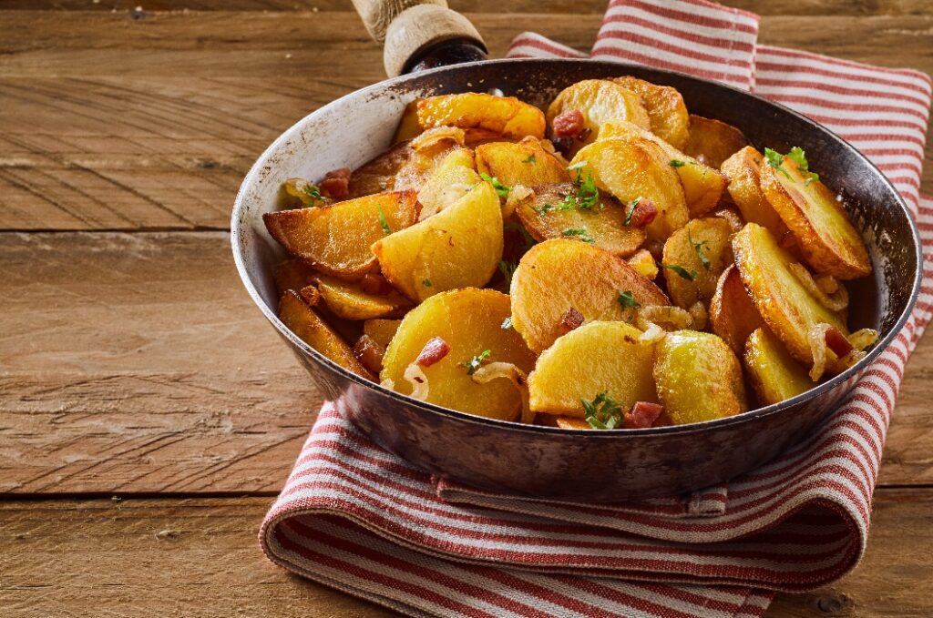 Savory golden roasted potato slices
